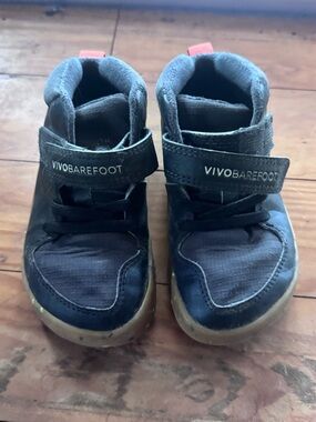 Vivo Barefoot Kids Dark Blue High-Top Sneakers with Tan Soles